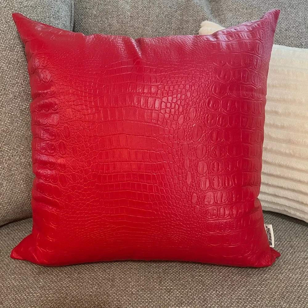 16”x16” Faux Red Pillow Cover